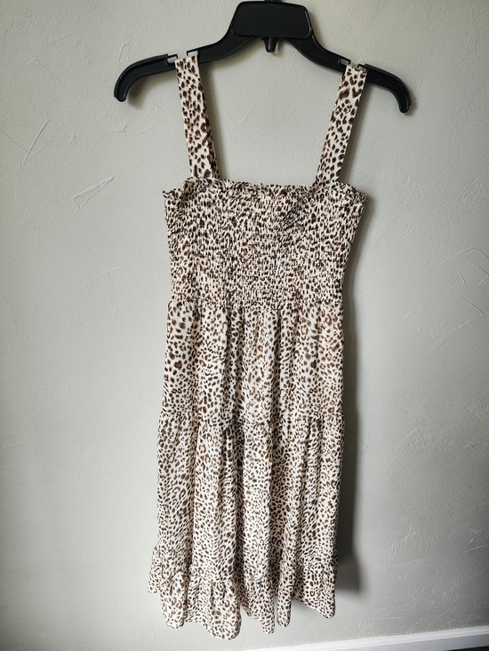 Sam Edelman Dresses & Skirts - Sam Edelman Cream and Brown Leopard Print Smocked Dress